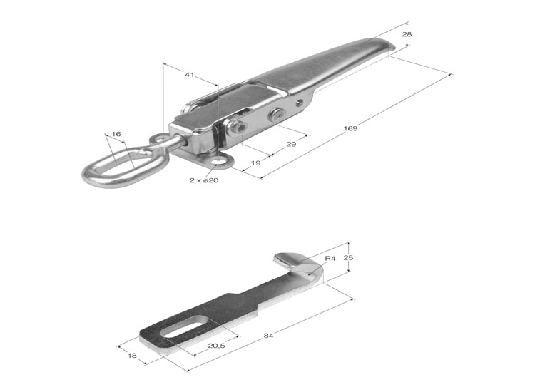 Cierre de acero inox. anilla regulable de varilla con uña incluida